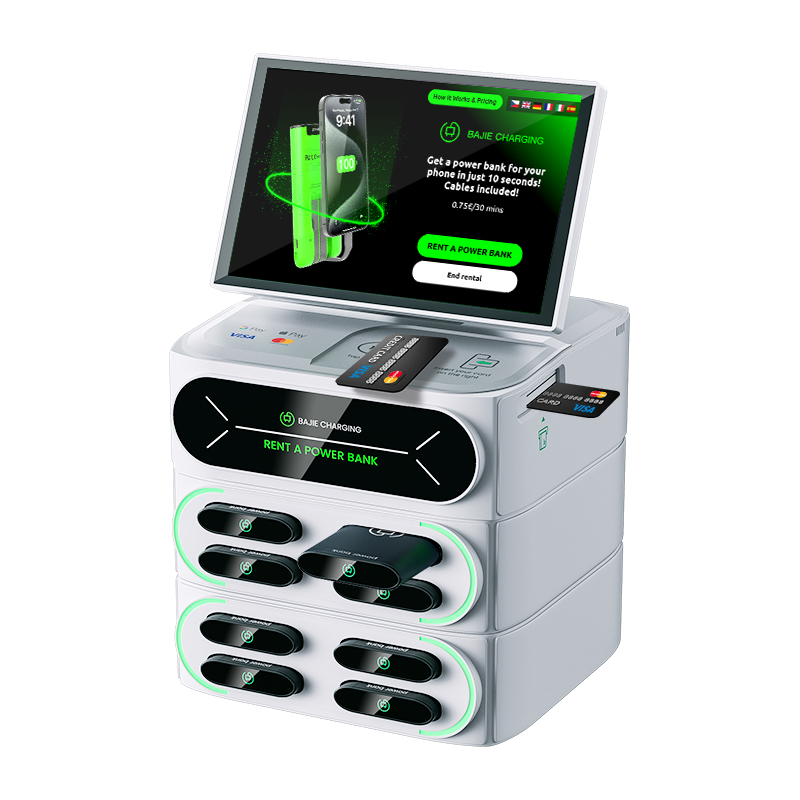 With a stacked credit card rental machine charging cabinet that can be selected with a touchscreen, increasing software interaction customization options, and supporting multiple POS built-in methods.