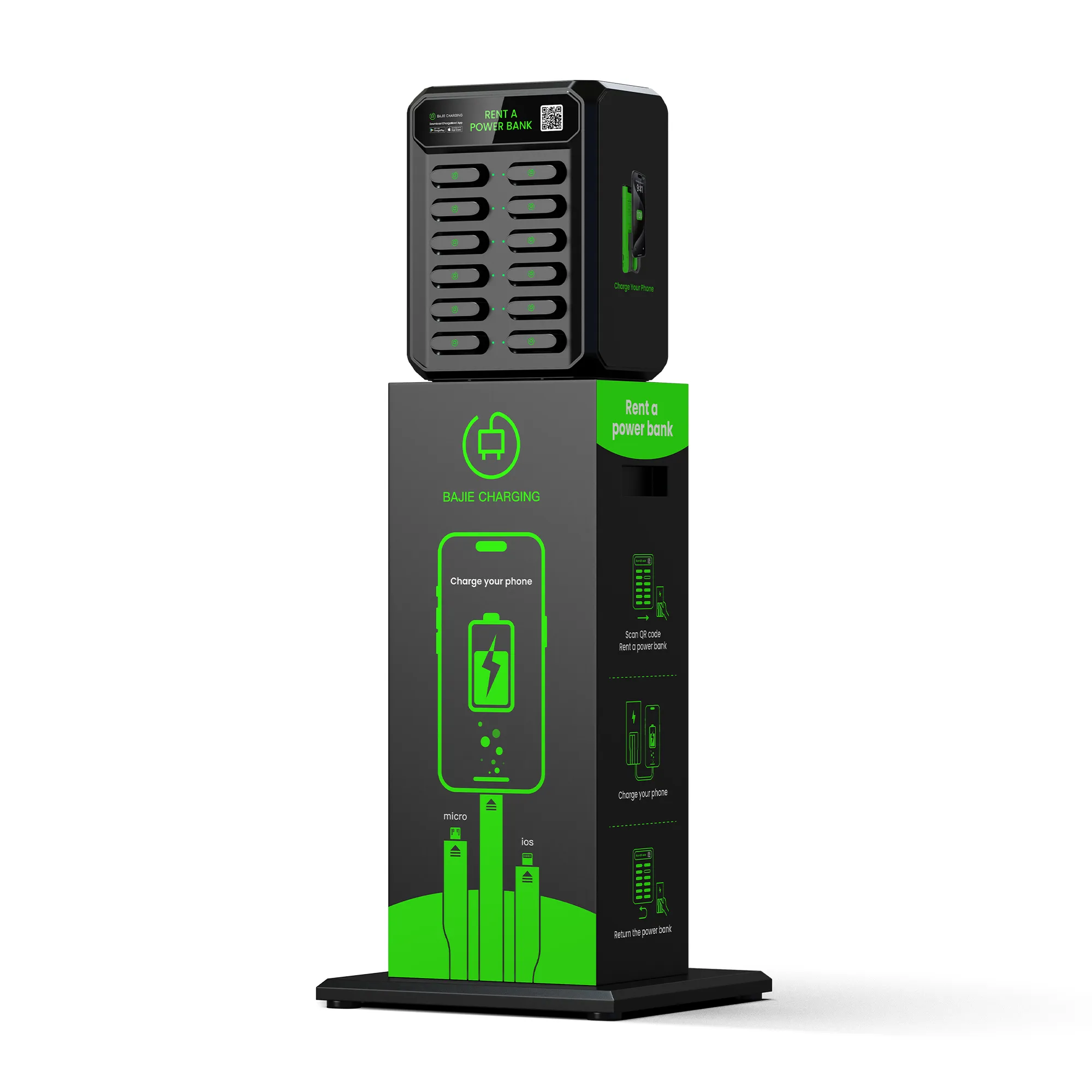 12-Slot Desktop Power Bank Kiosk Display Rack​​