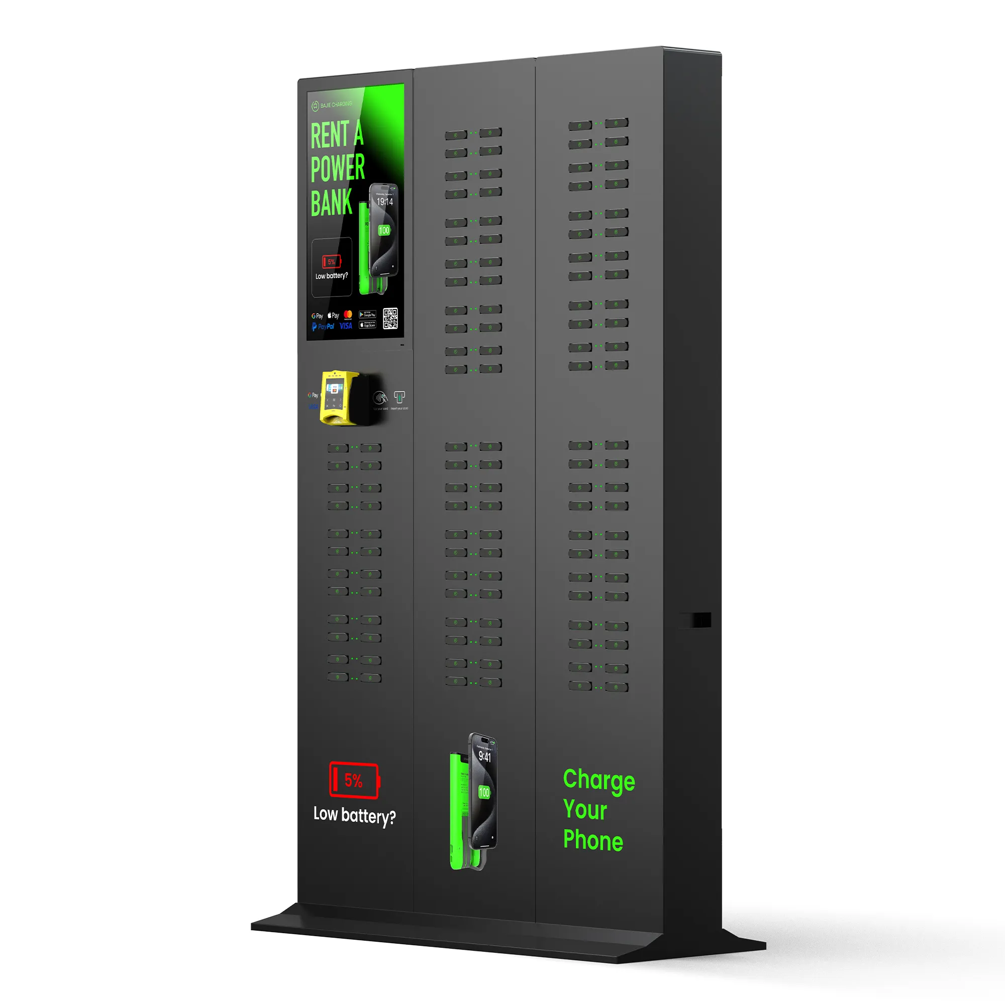 ​​120-Slot Power Bank Station With Advertising Screen​​