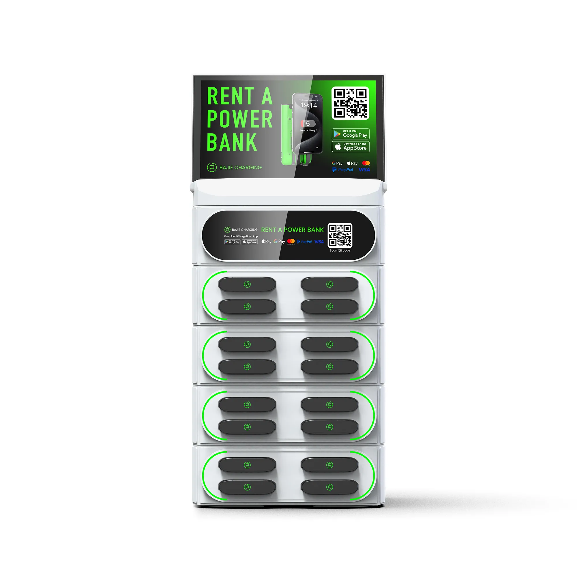 ​​16-Slot Stacked Charging Station With Screen