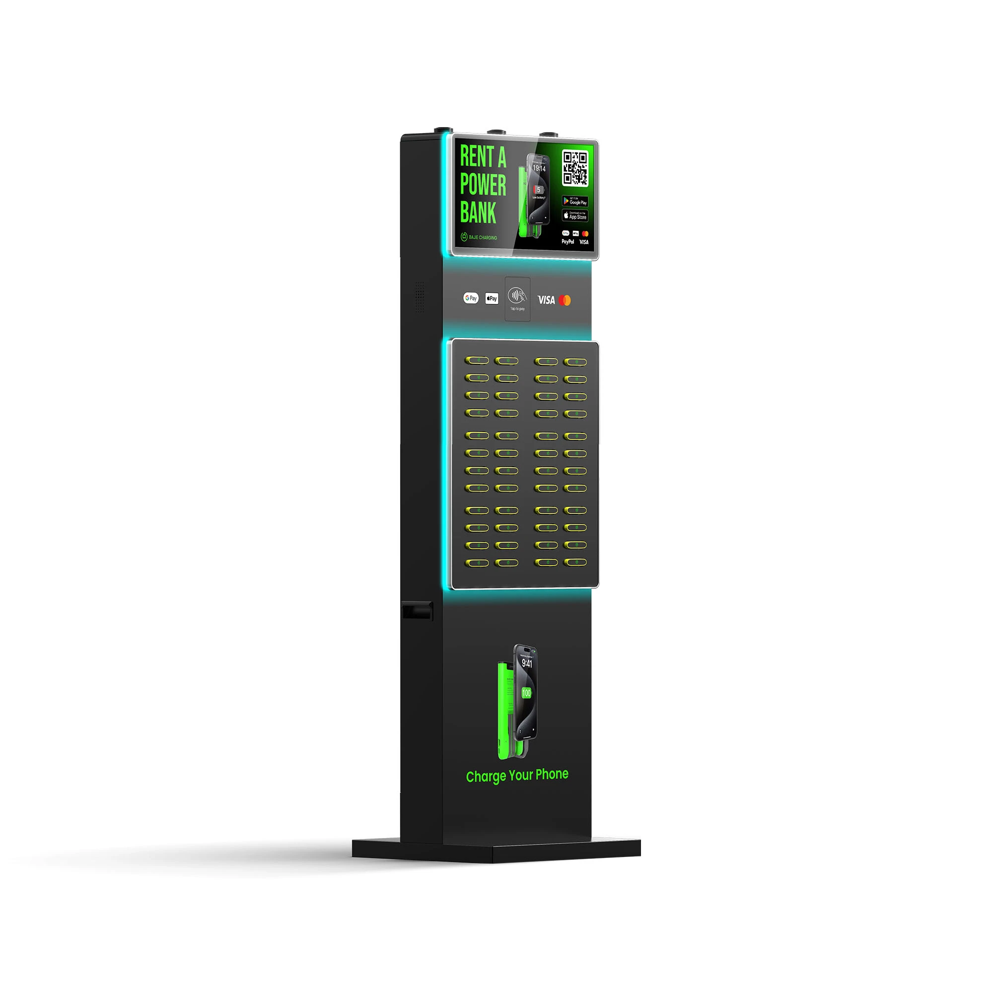 ​​48-Slot Ambient Light Power Bank Kiosk​​
