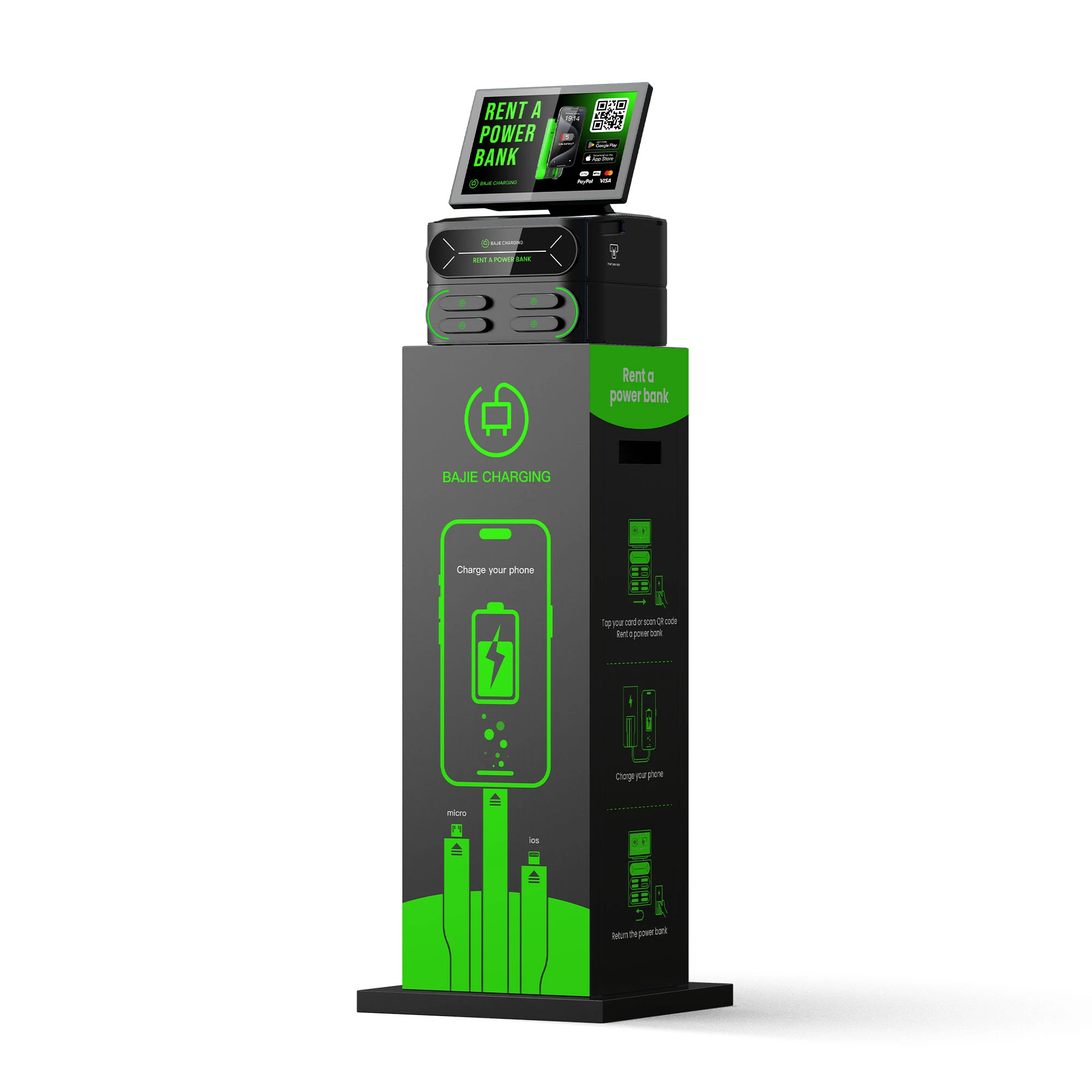4-Slot Stackable Shared Power Bank Station